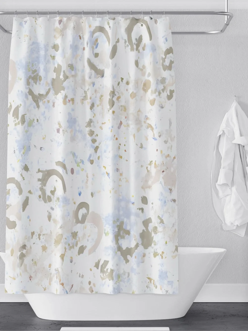 Orren Ellis Frosted Cake Abstract Shower Curtain NWOT Abstract Grey Blue